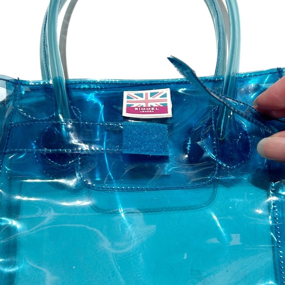Rimmel London Turquoise Blue Transparent Makeup Cosmetic Bag Purse Toiletry Tote - Picture 11 of 11